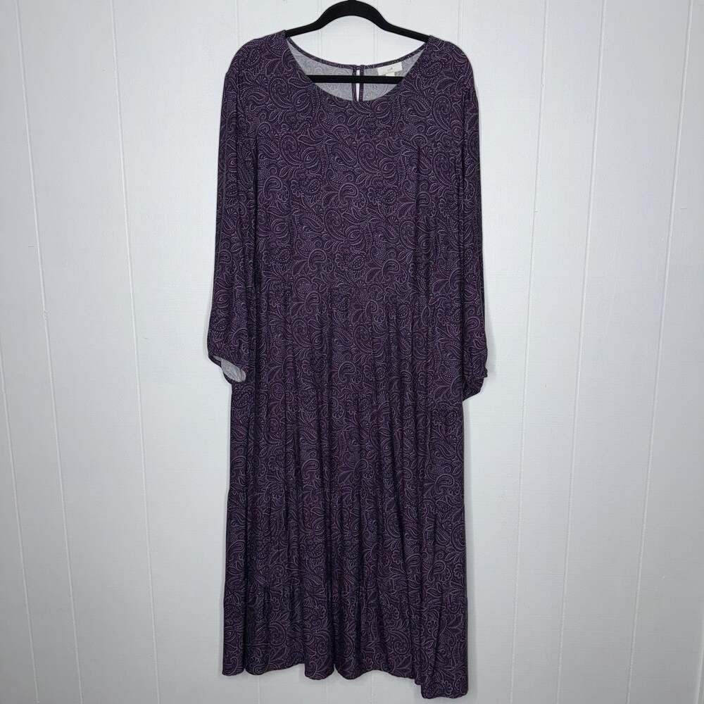 J. Jill Women’s Tiered Maxi Dress Purple Floral Paisley Size 2X